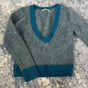 Elegant Teal V-Neck Sweater for Women